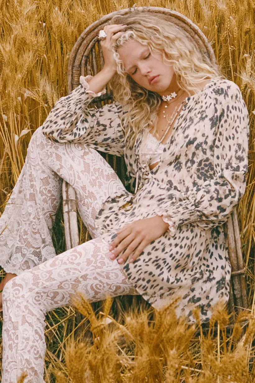 Snow Leopard Asymmetric Blouse - Image 3