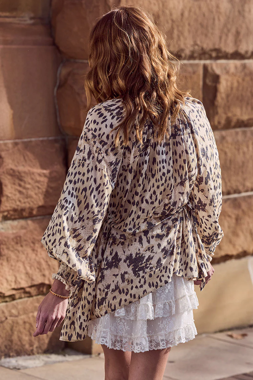 Snow Leopard Asymmetric Blouse - Image 6