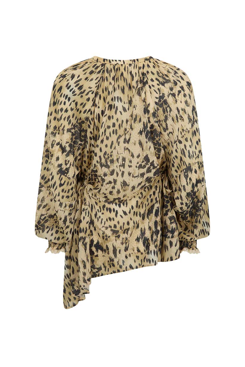 Snow Leopard Asymmetric Blouse - Image 8