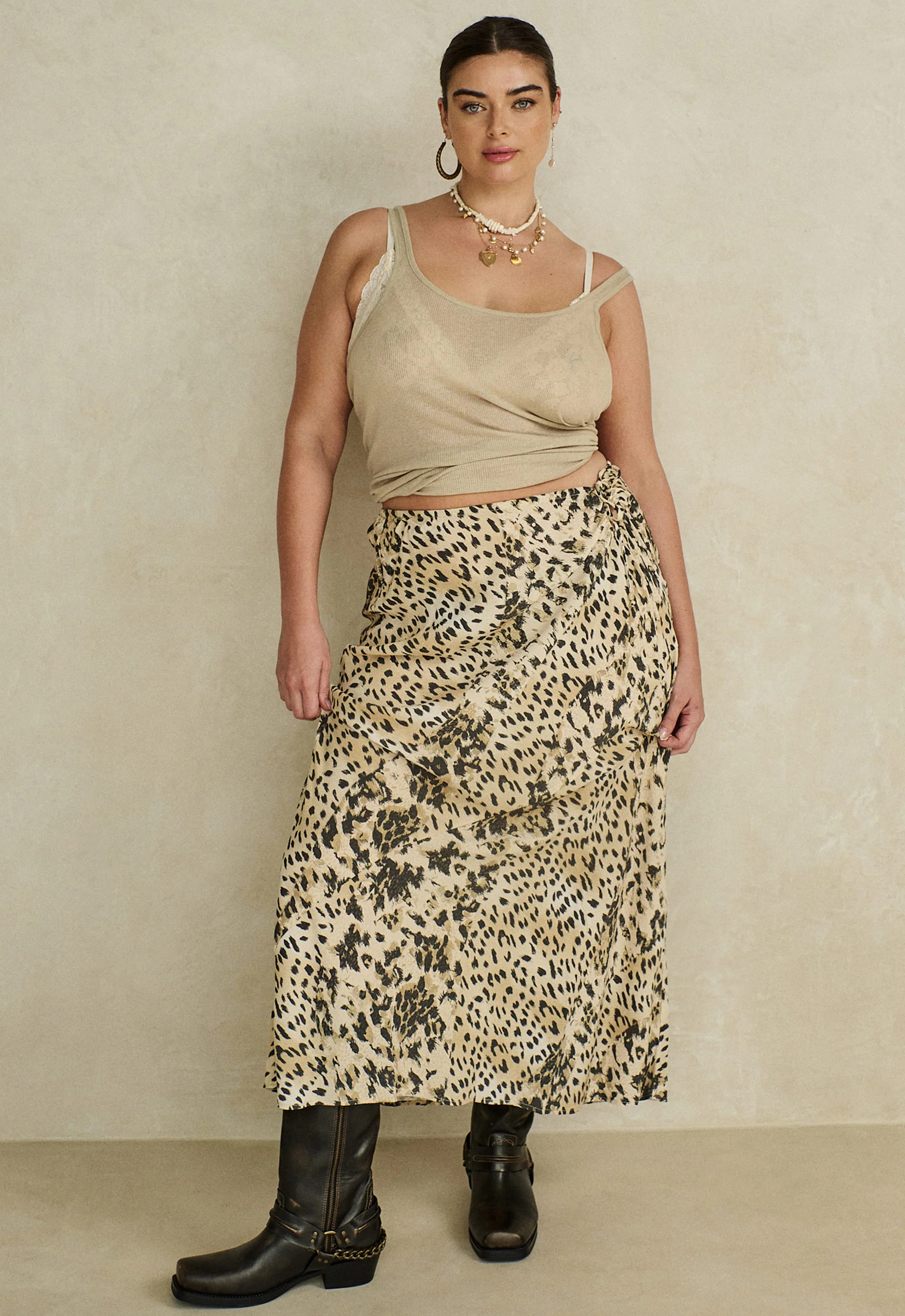 Snow Leopard Bias Maxi Skirt - Image 3